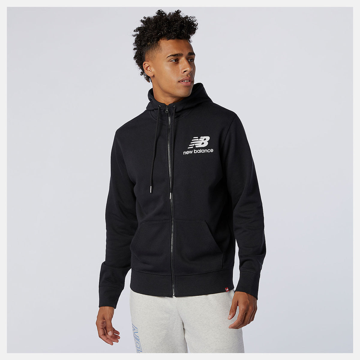 Black NB Essentials Stacked Full Zip Hoodie New Balance Clothing