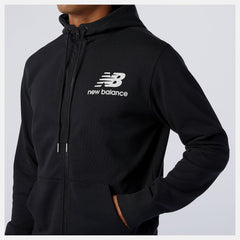 Black NB Essentials Stacked Full Zip Hoodie New Balance Clothing