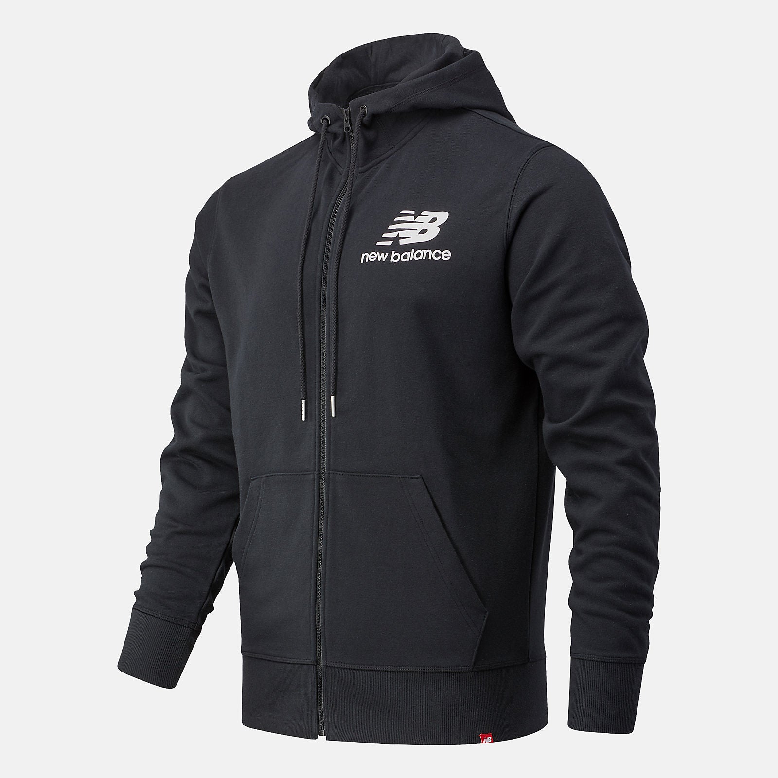 Black NB Essentials Stacked Full Zip Hoodie New Balance Clothing