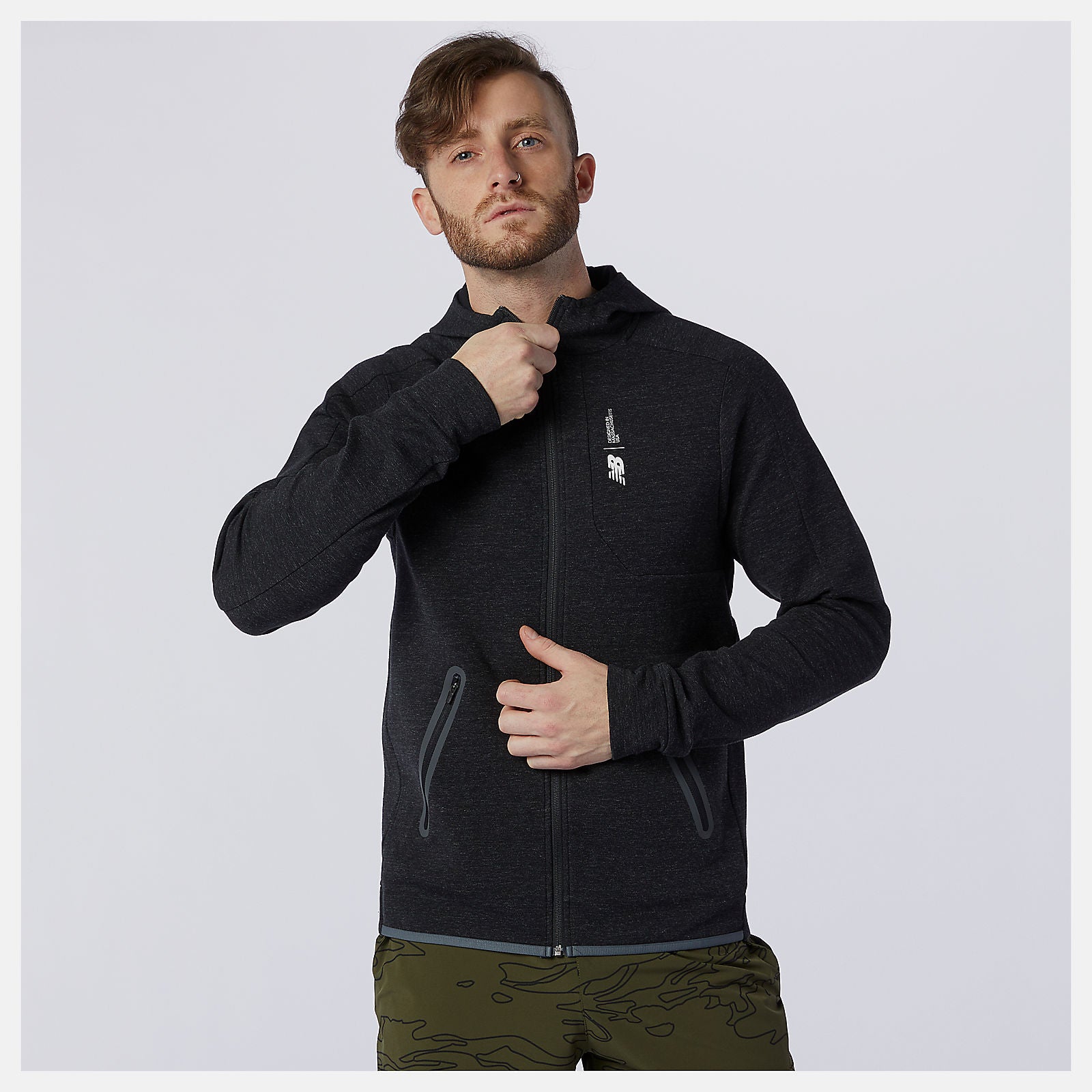Black Heather Fortitech Fleece Full Zip New Balance Clothing