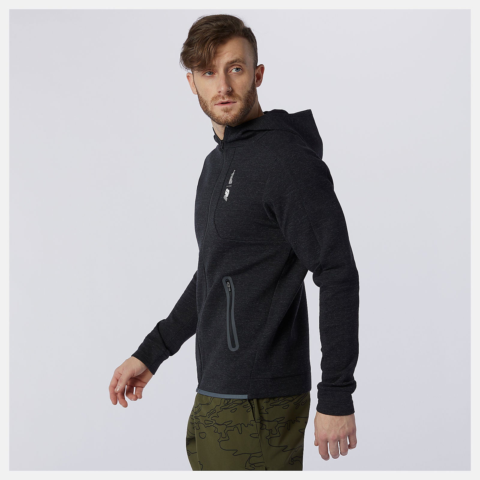 Black Heather Fortitech Fleece Full Zip New Balance Clothing