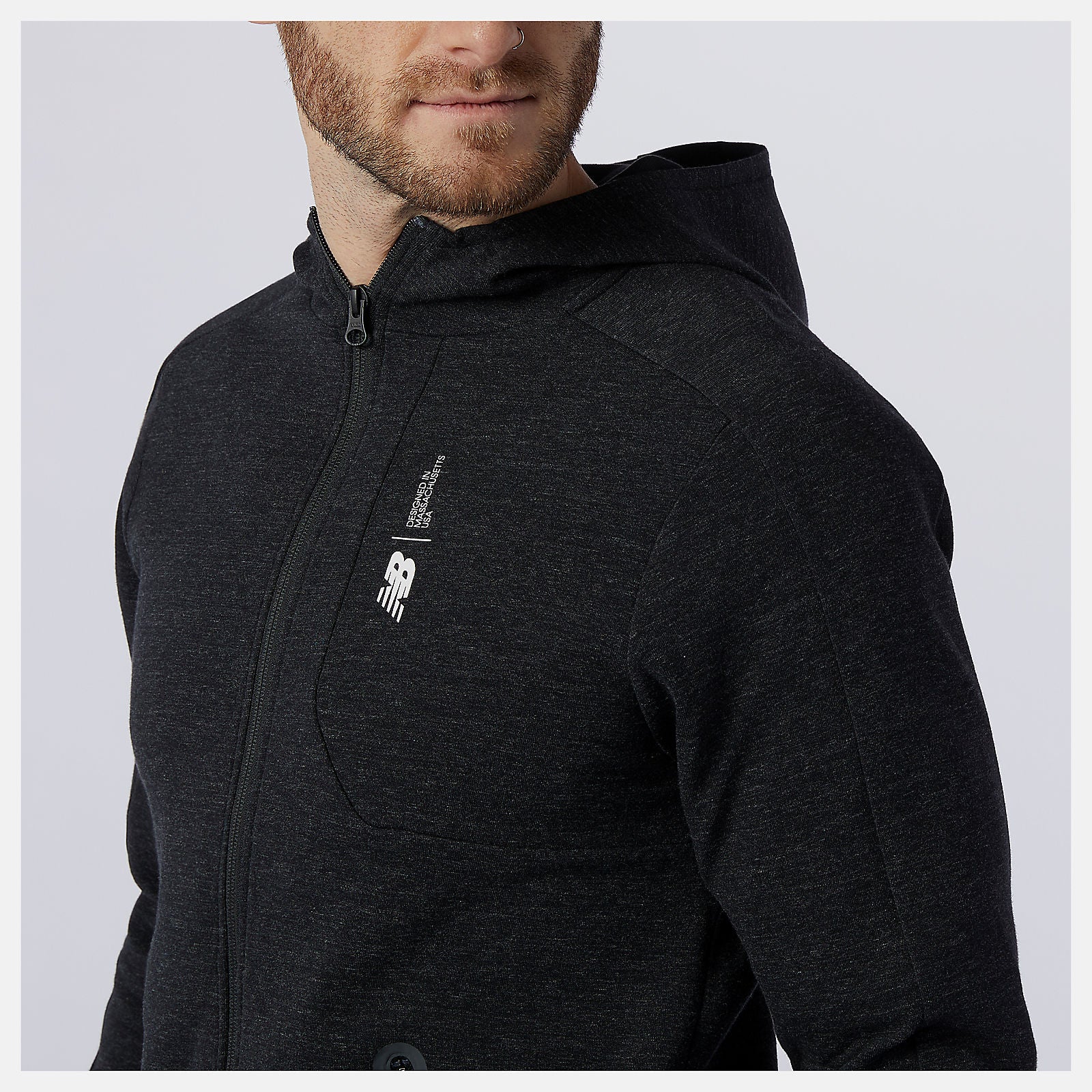 Black Heather Fortitech Fleece Full Zip New Balance Clothing