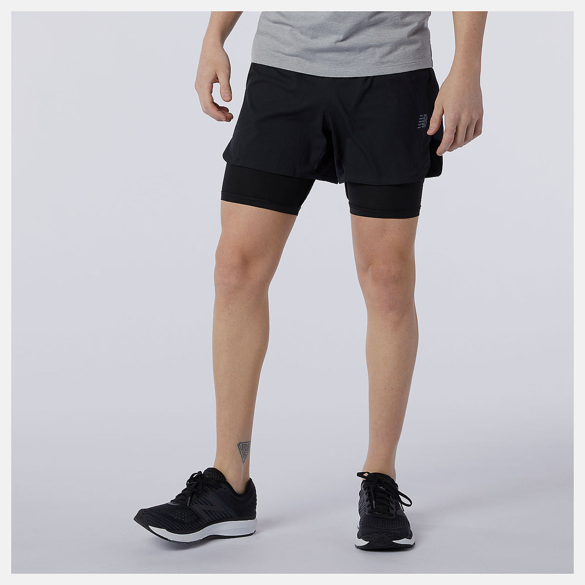 Black Q Speed Fuel 2 in 1 5 Inch Short New Balance Clothing