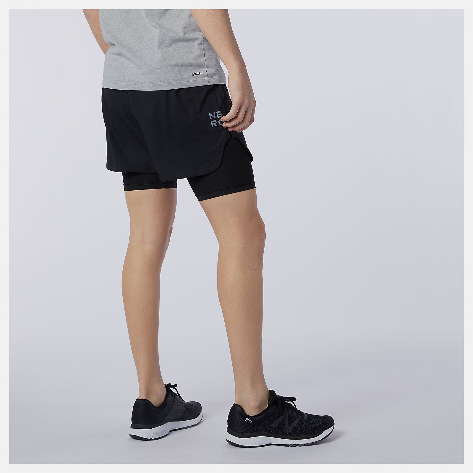 Black Q Speed Fuel 2 in 1 5 Inch Short New Balance Clothing