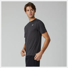 Black Heather Impact Run Short Sleeve New Balance Clothing