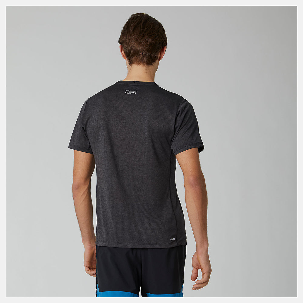 Black Heather Impact Run Short Sleeve New Balance Clothing