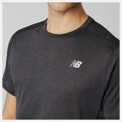 Black Heather Impact Run Short Sleeve New Balance Clothing