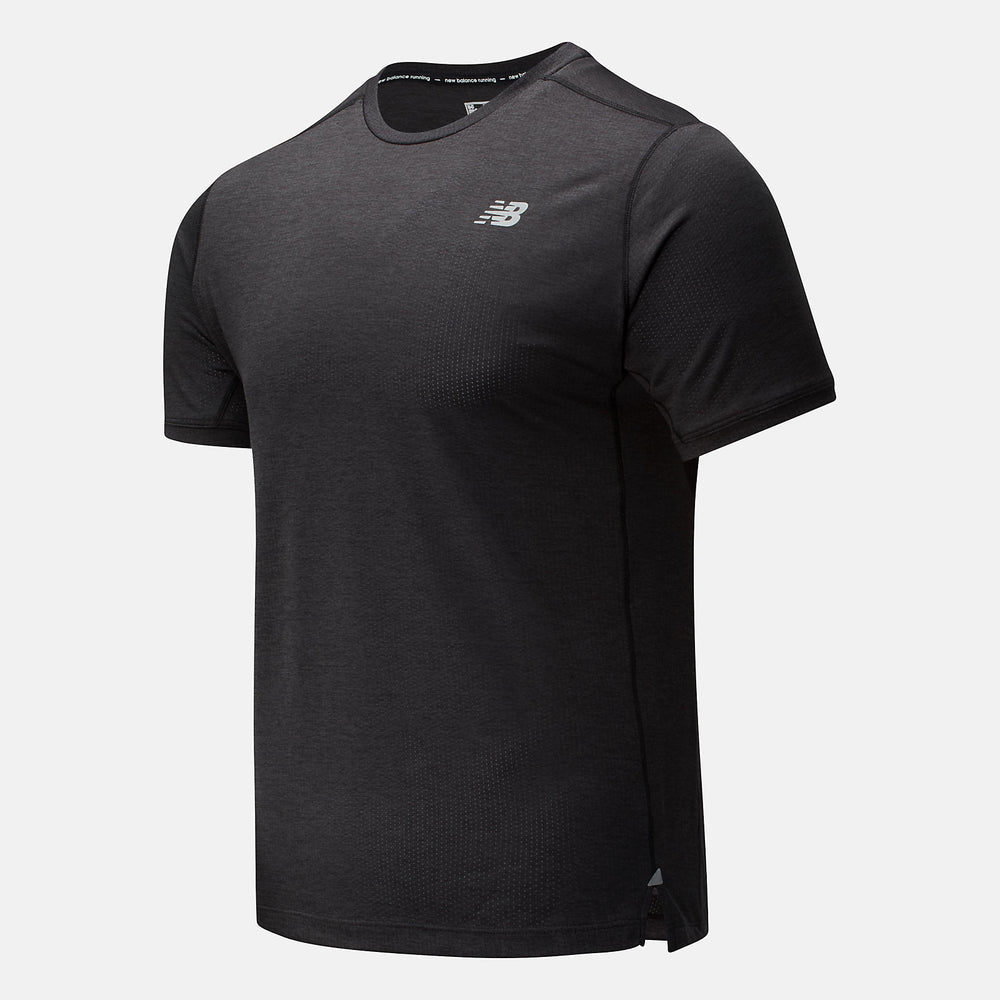 Black Heather Impact Run Short Sleeve New Balance Clothing