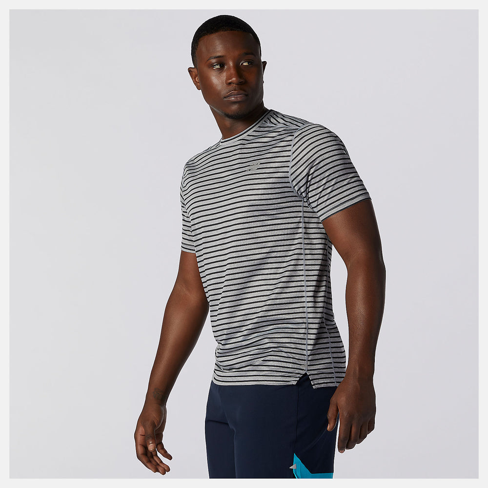 Athletic Grey/Multi Color Printed Impact Run Short Sleeve New Balance Clothing