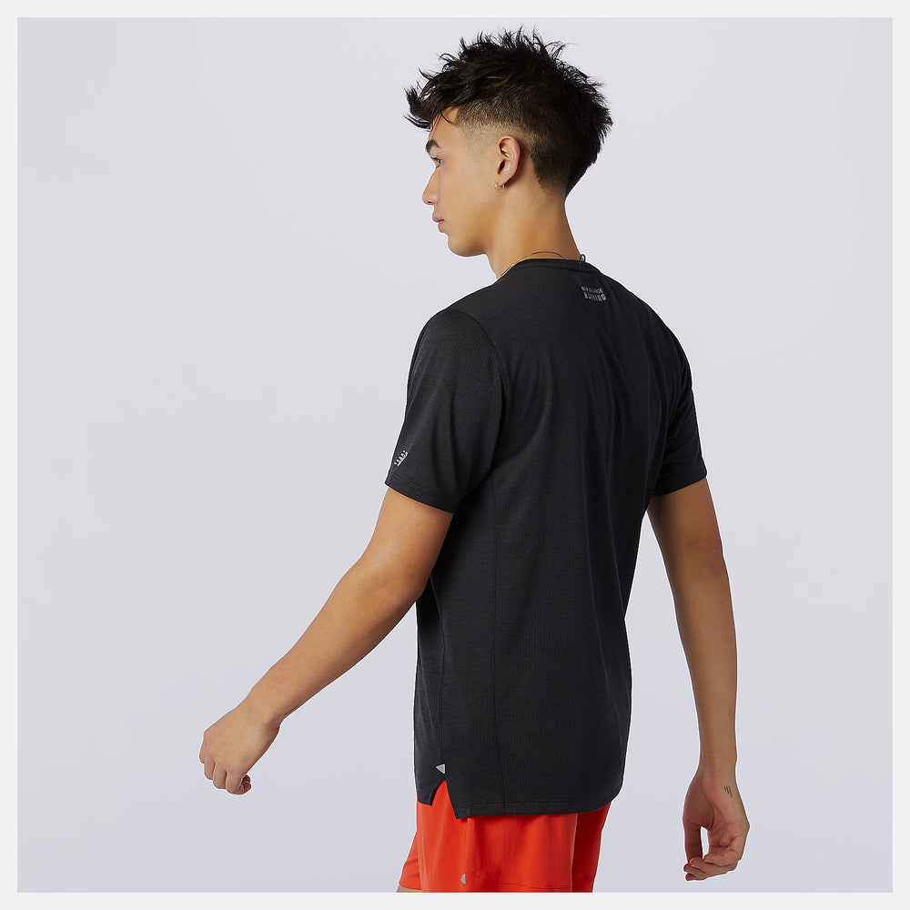 Wave Blue Printed Impact Run Short Sleeve New Balance Clothing