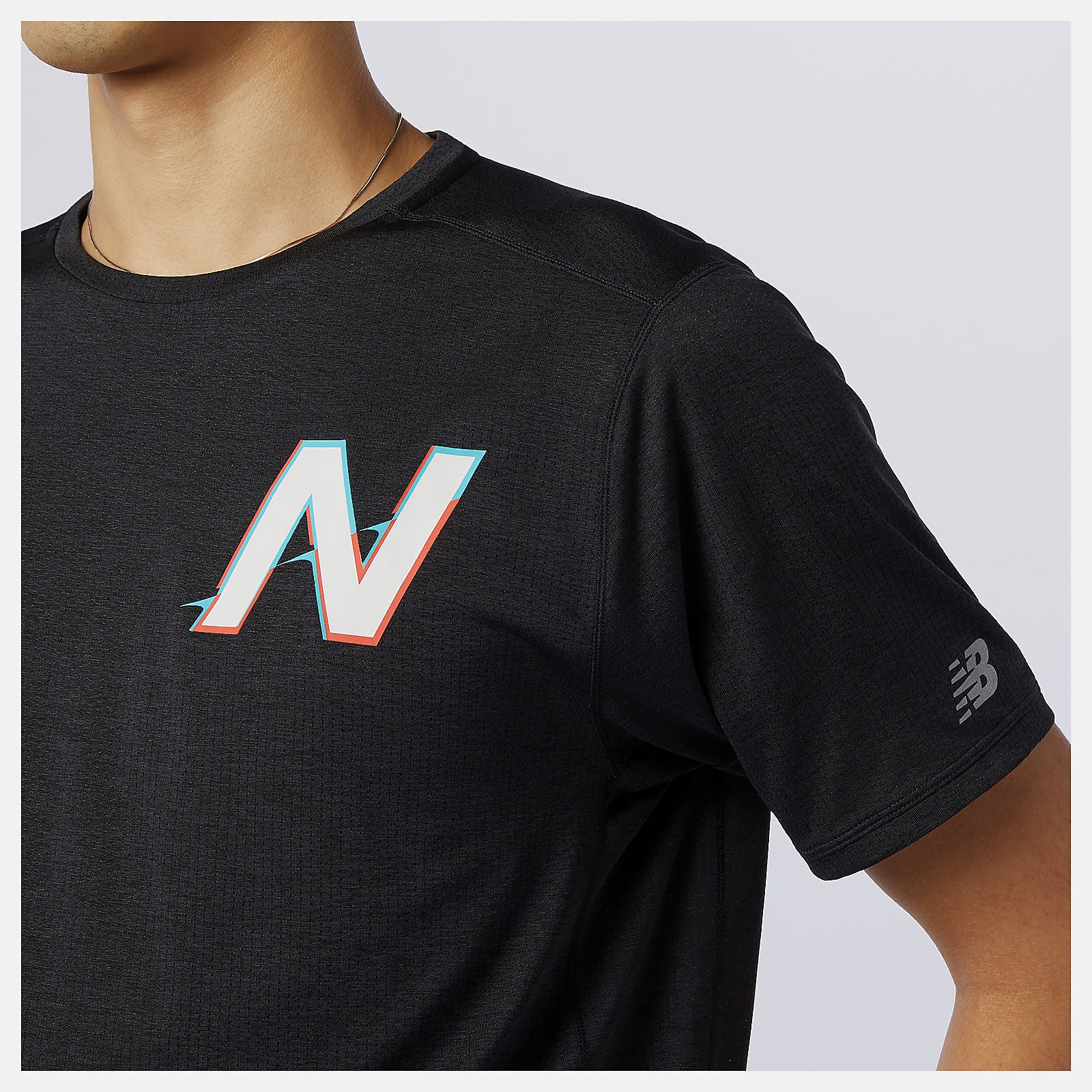 Wave Blue Printed Impact Run Short Sleeve New Balance Clothing