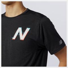 Wave Blue Printed Impact Run Short Sleeve New Balance Clothing