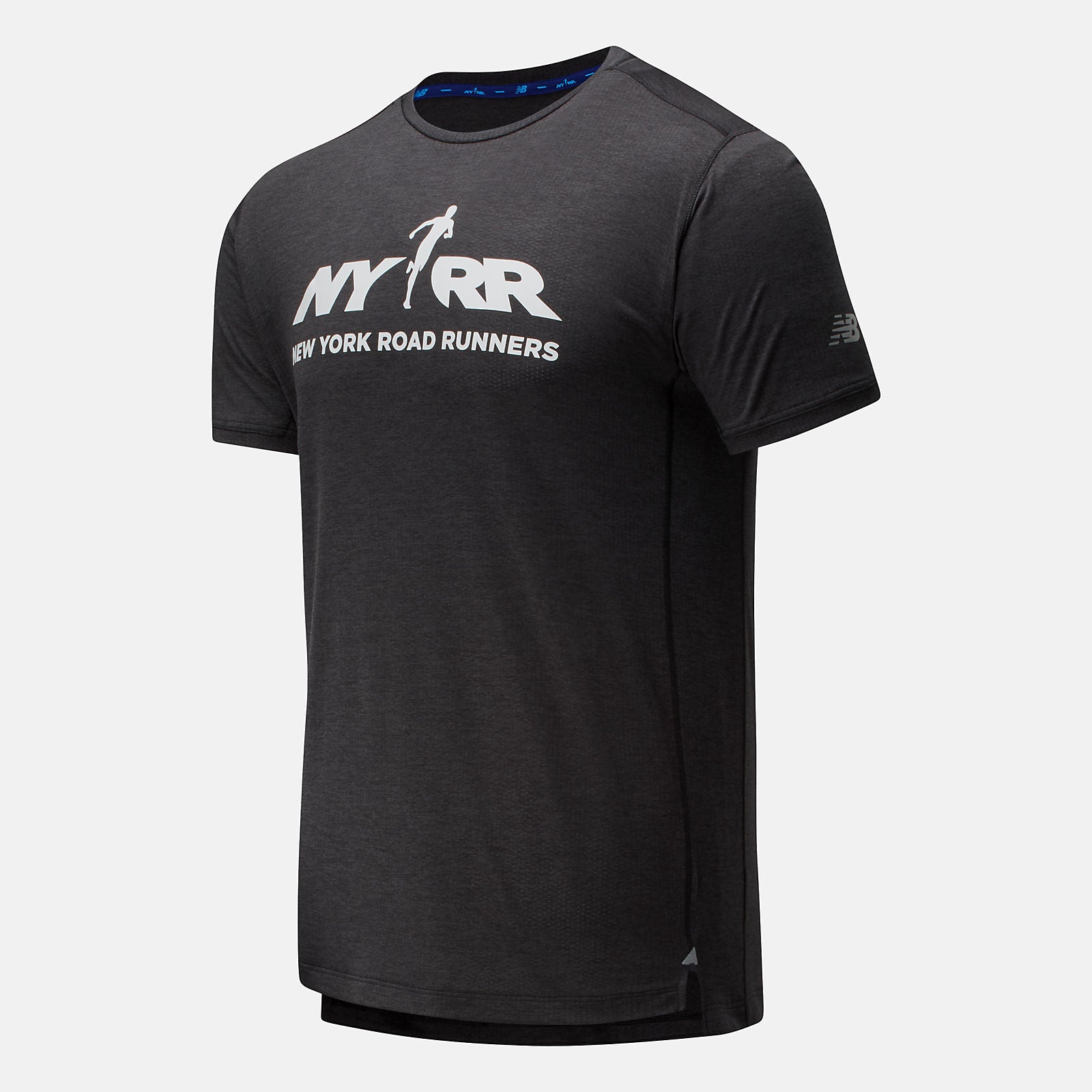 Black Heather RFL Printed Impact Run Short Sleeve New Balance Clothing