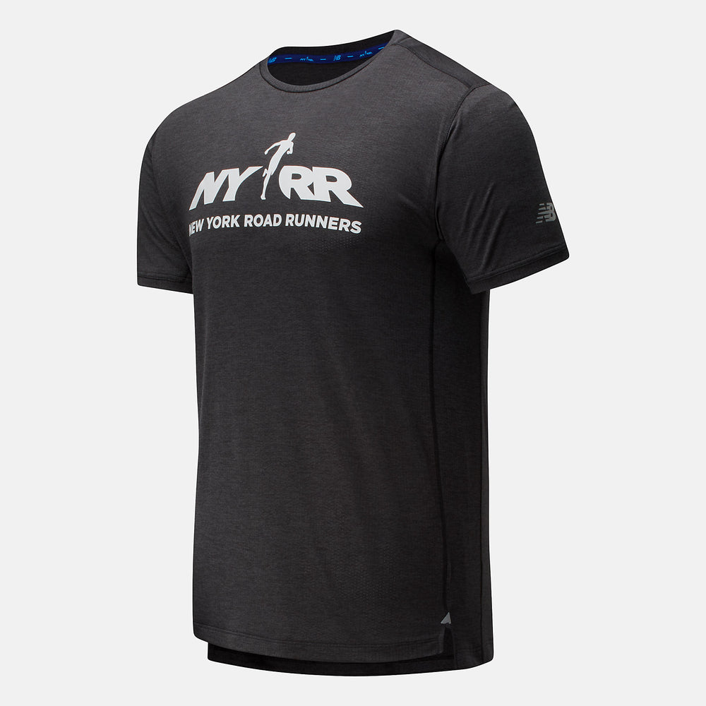 Black Heather RFL Printed Impact Run Short Sleeve New Balance Clothing