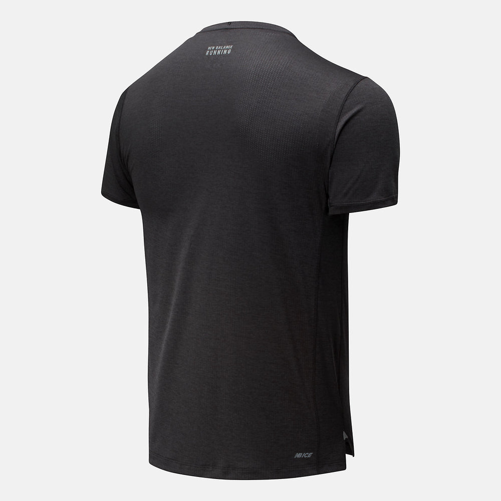 Black Heather RFL Printed Impact Run Short Sleeve New Balance Clothing