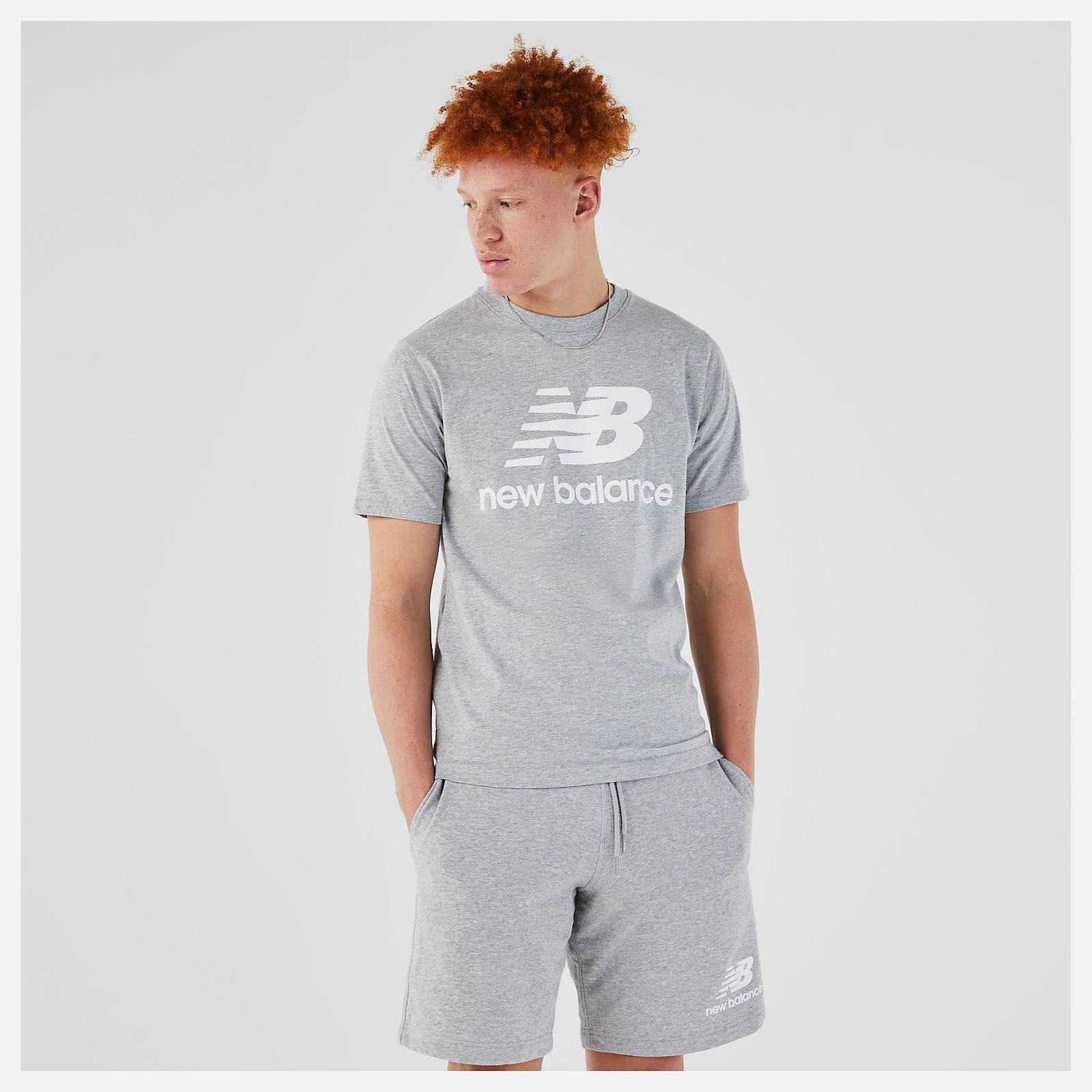 Athletic Grey Essentials Stacked Logo Tee New Balance Clothing