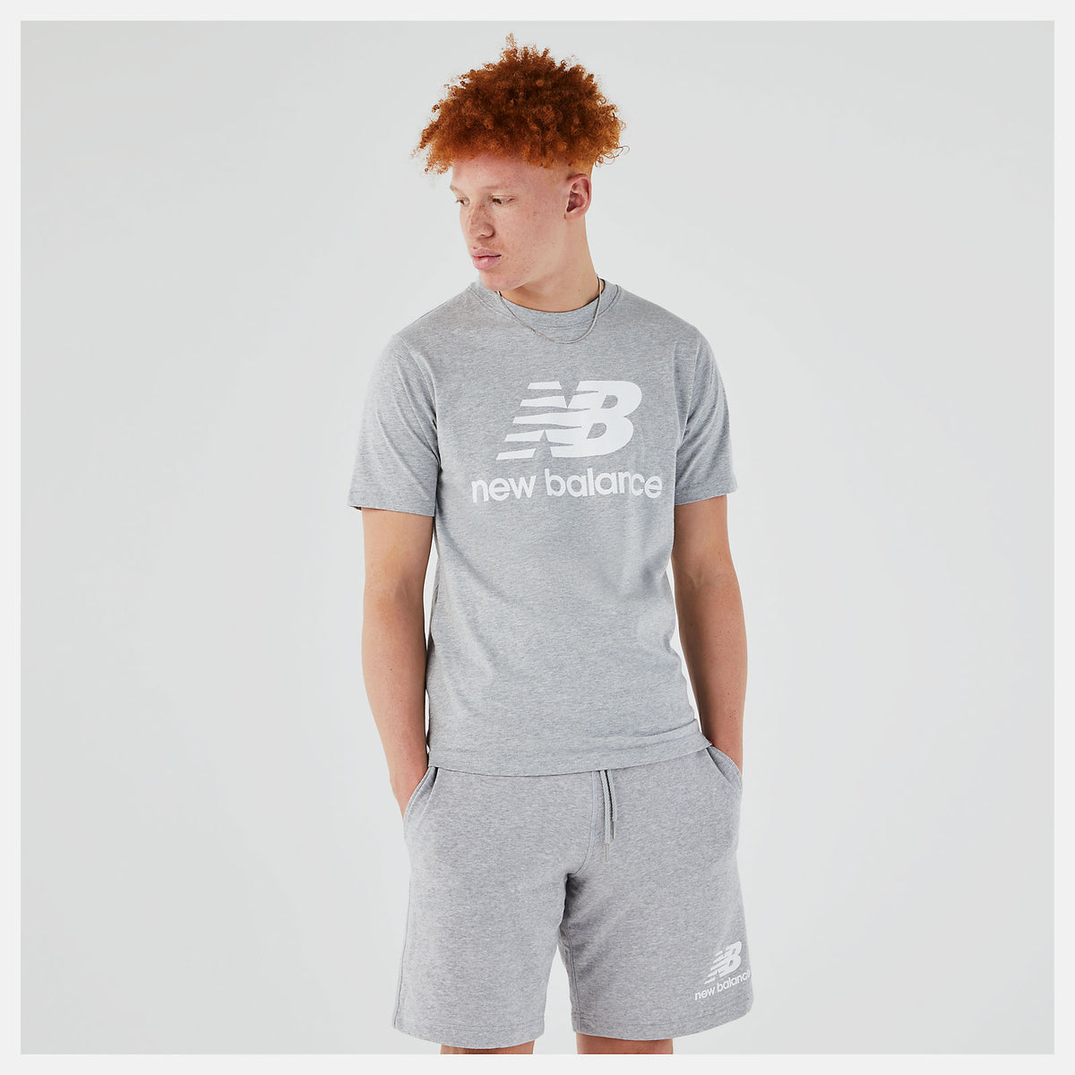 Athletic Grey Essentials Stacked Logo Tee New Balance Clothing