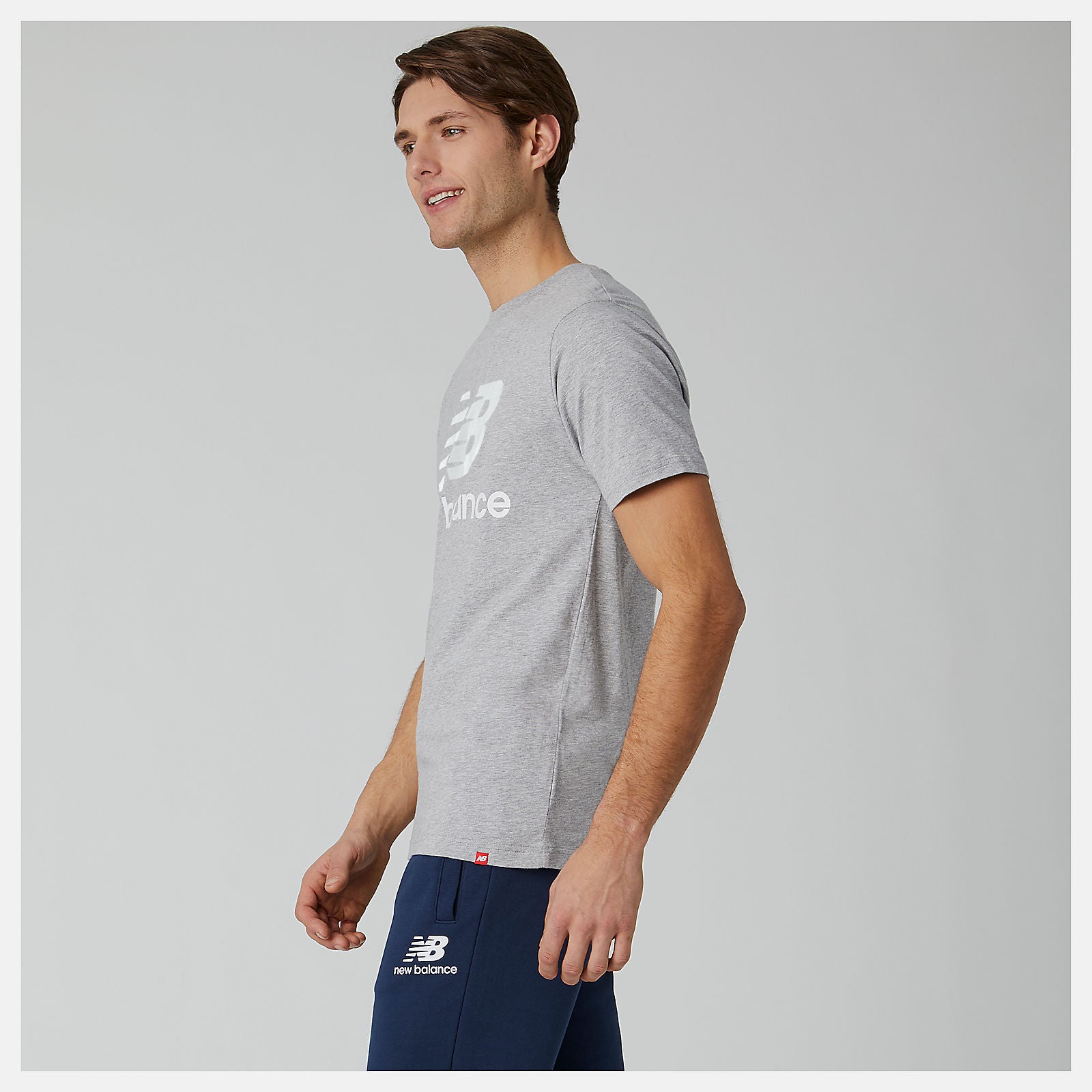 Athletic Grey Essentials Stacked Logo Tee New Balance Clothing