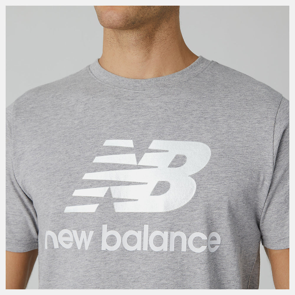 Athletic Grey Essentials Stacked Logo Tee New Balance Clothing