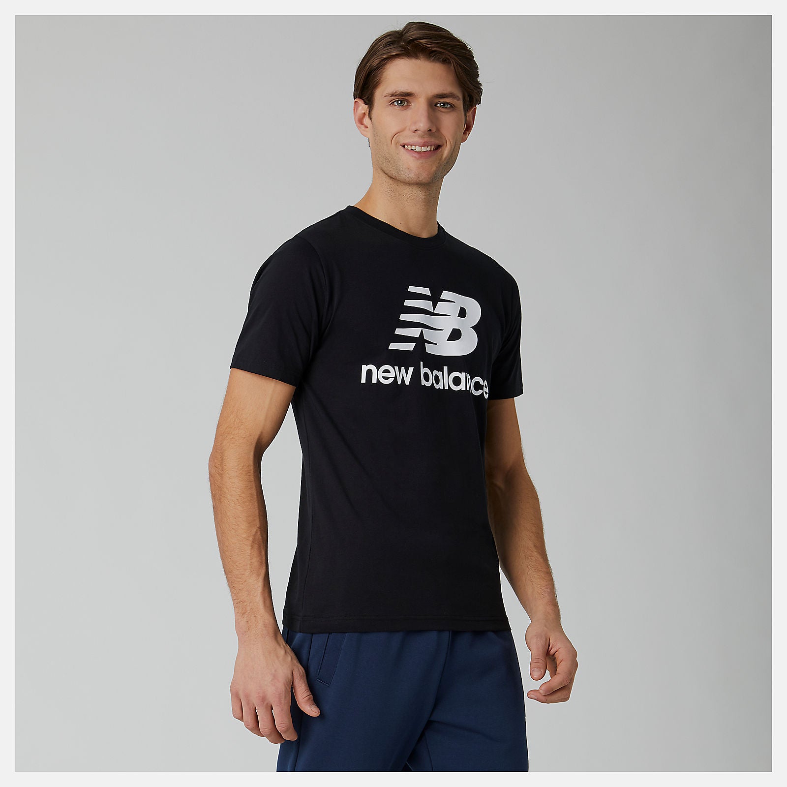 Black Essentials Stacked Logo Tee New Balance Clothing