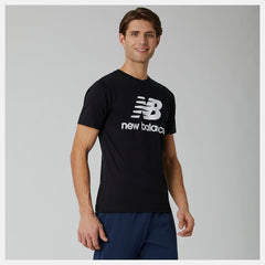 Black Essentials Stacked Logo Tee New Balance Clothing