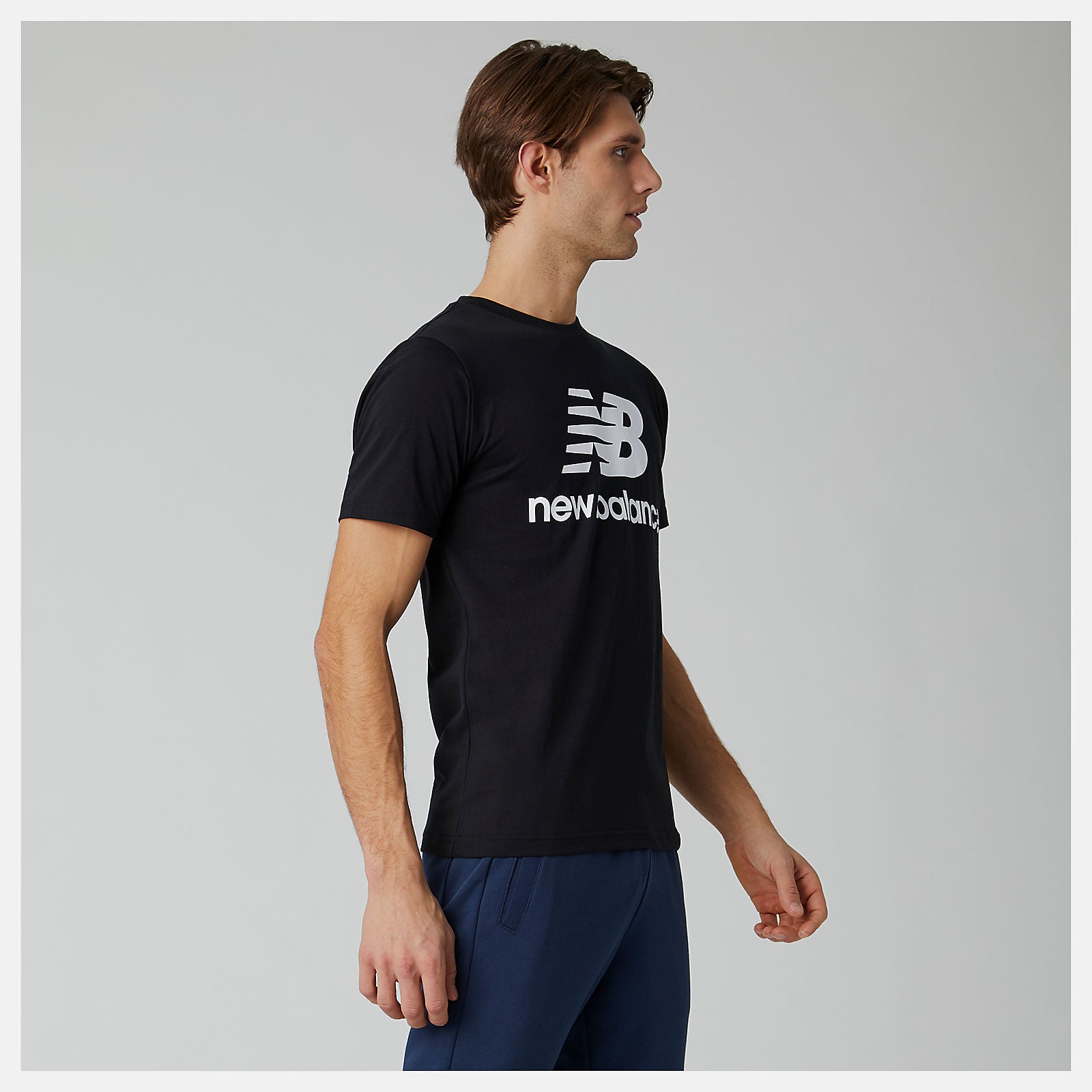 Black Essentials Stacked Logo Tee New Balance Clothing