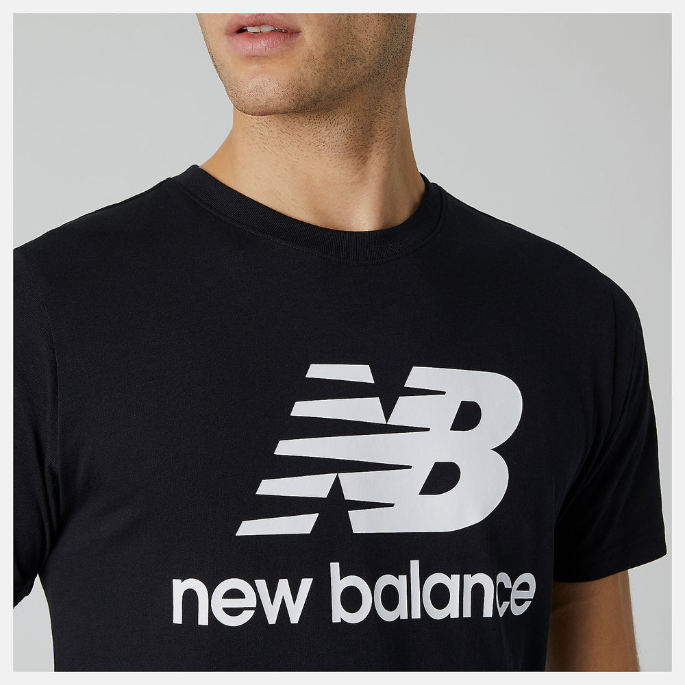 Black Essentials Stacked Logo Tee New Balance Clothing