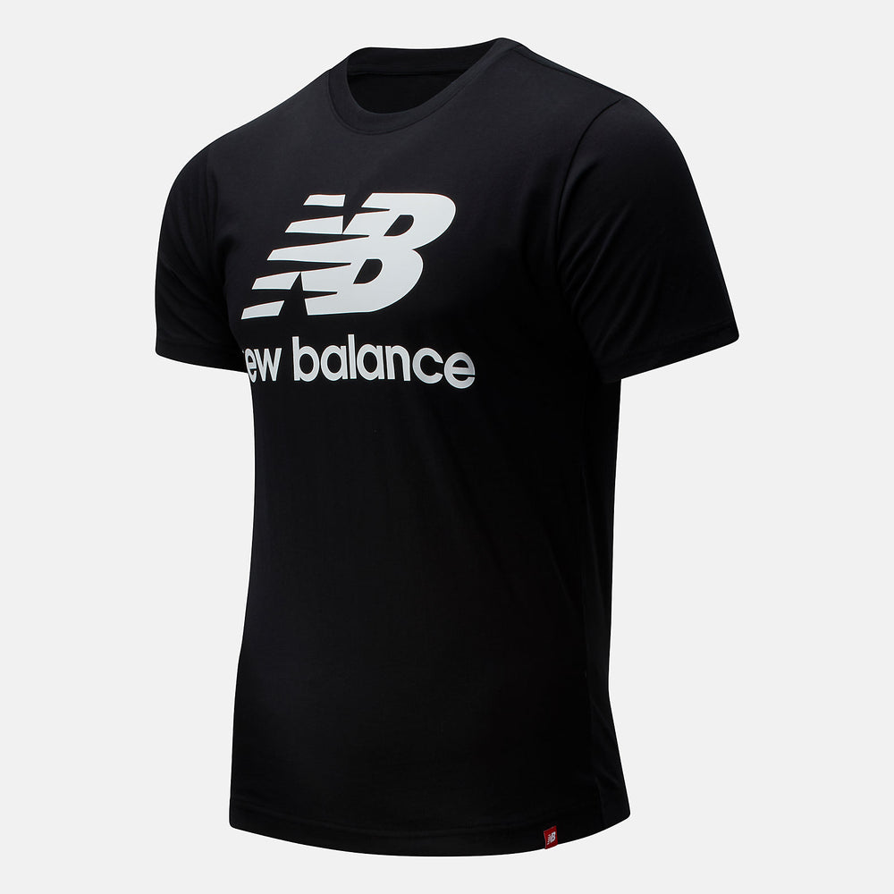 Black Essentials Stacked Logo Tee New Balance Clothing