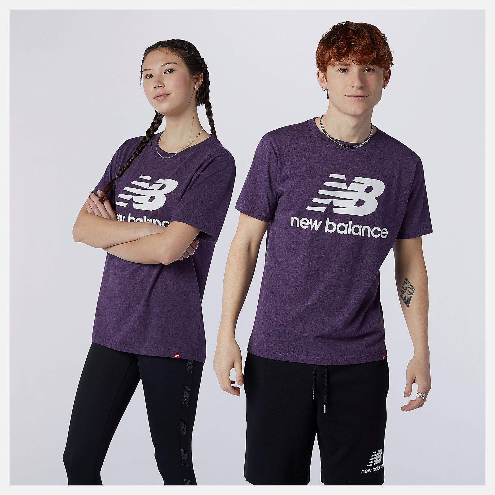 Prism Purple Essentials Stacked Logo Tee New Balance Clothing