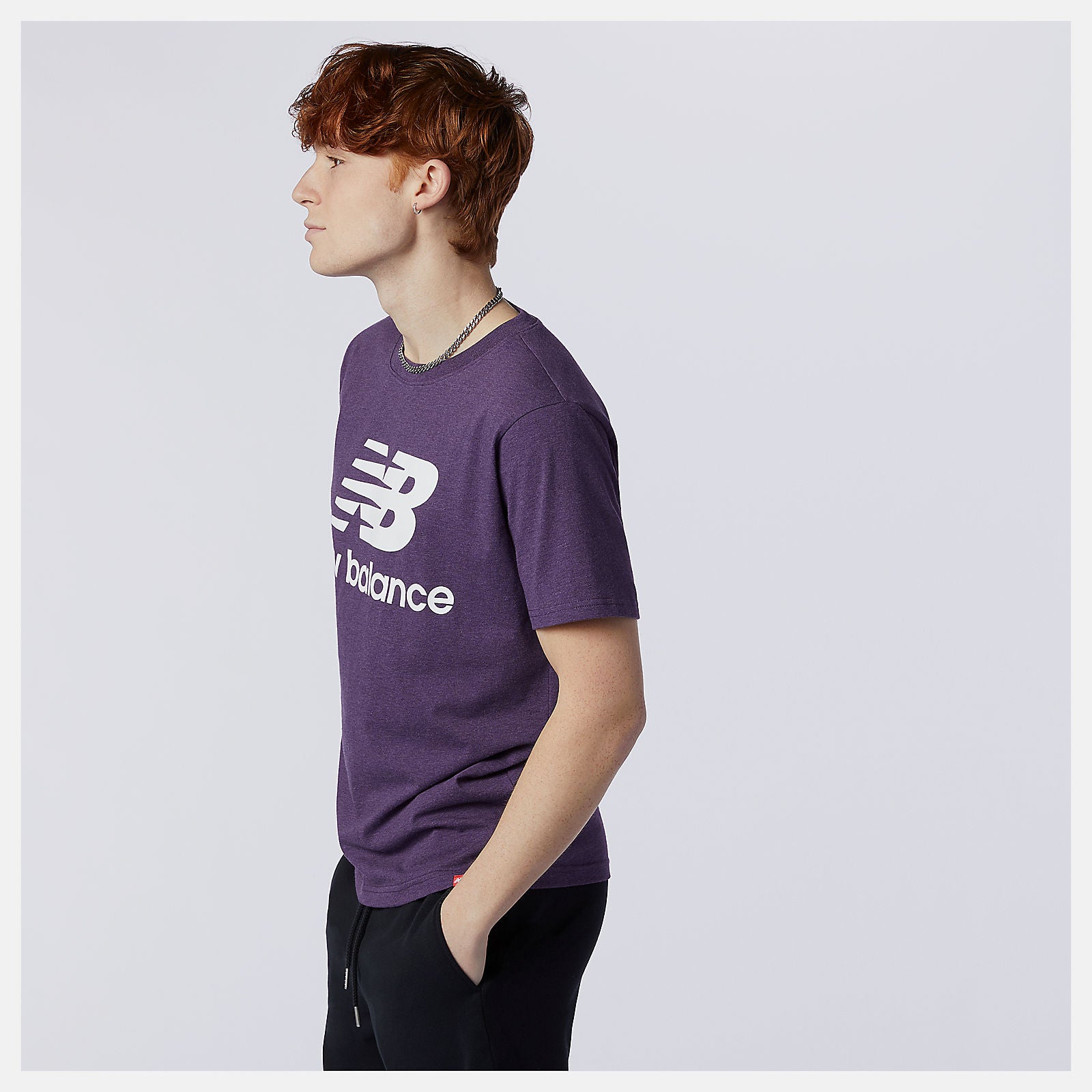 Prism Purple Essentials Stacked Logo Tee New Balance Clothing
