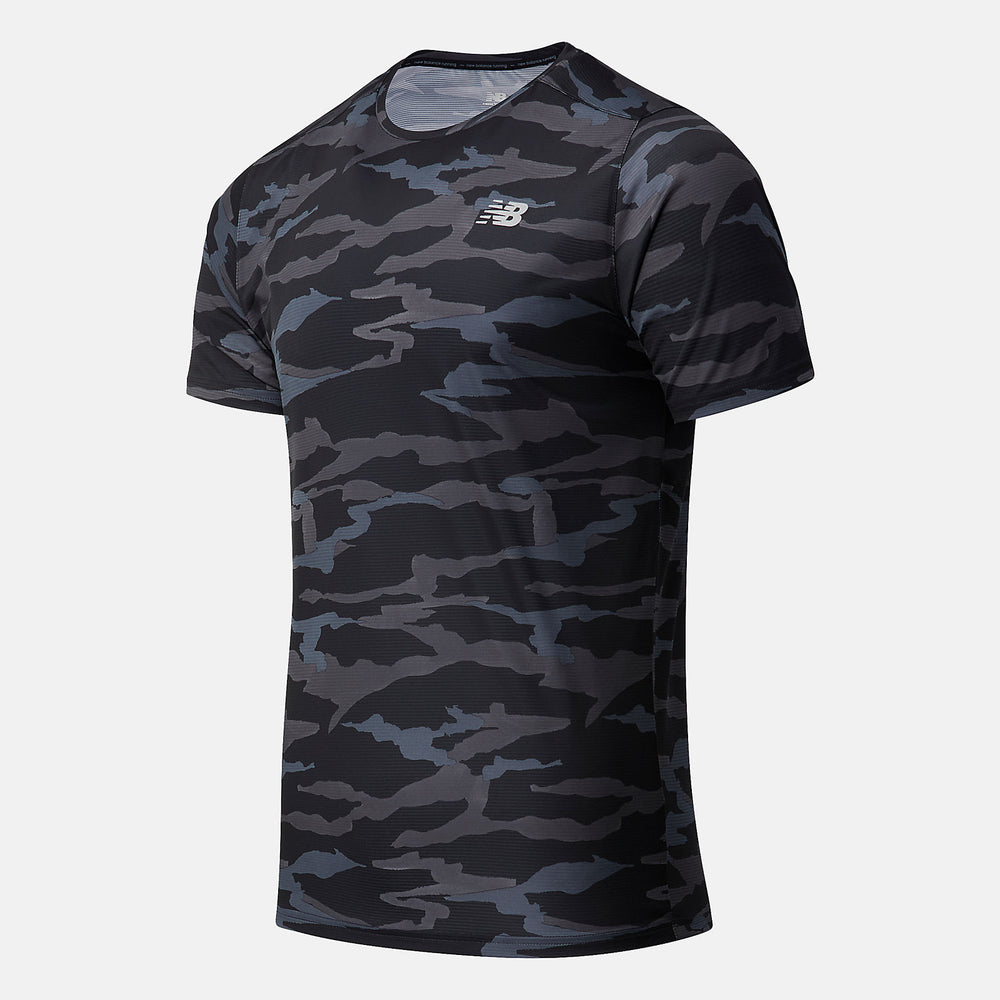 Black Camo Printed Accelerate Short Sleeve New Balance Clothing