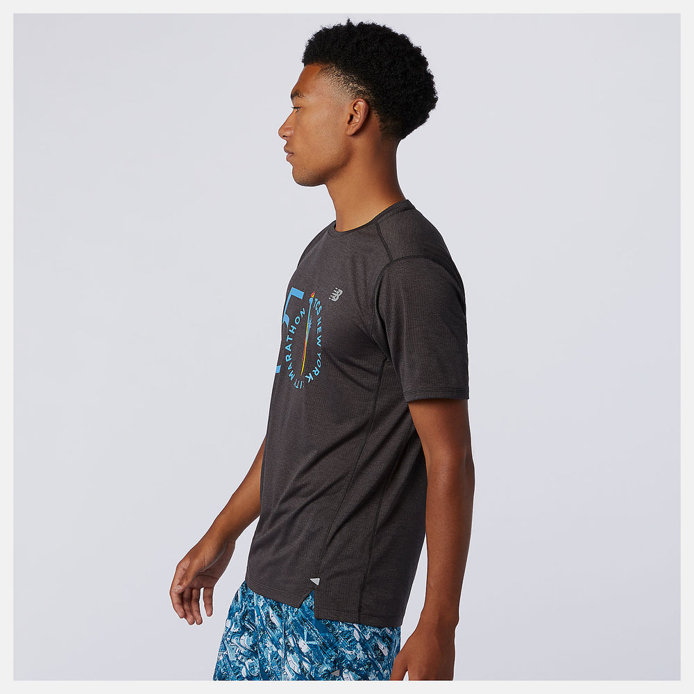 Black Heather NYC Marathon Impact Run Short Sleeve New Balance Clothing