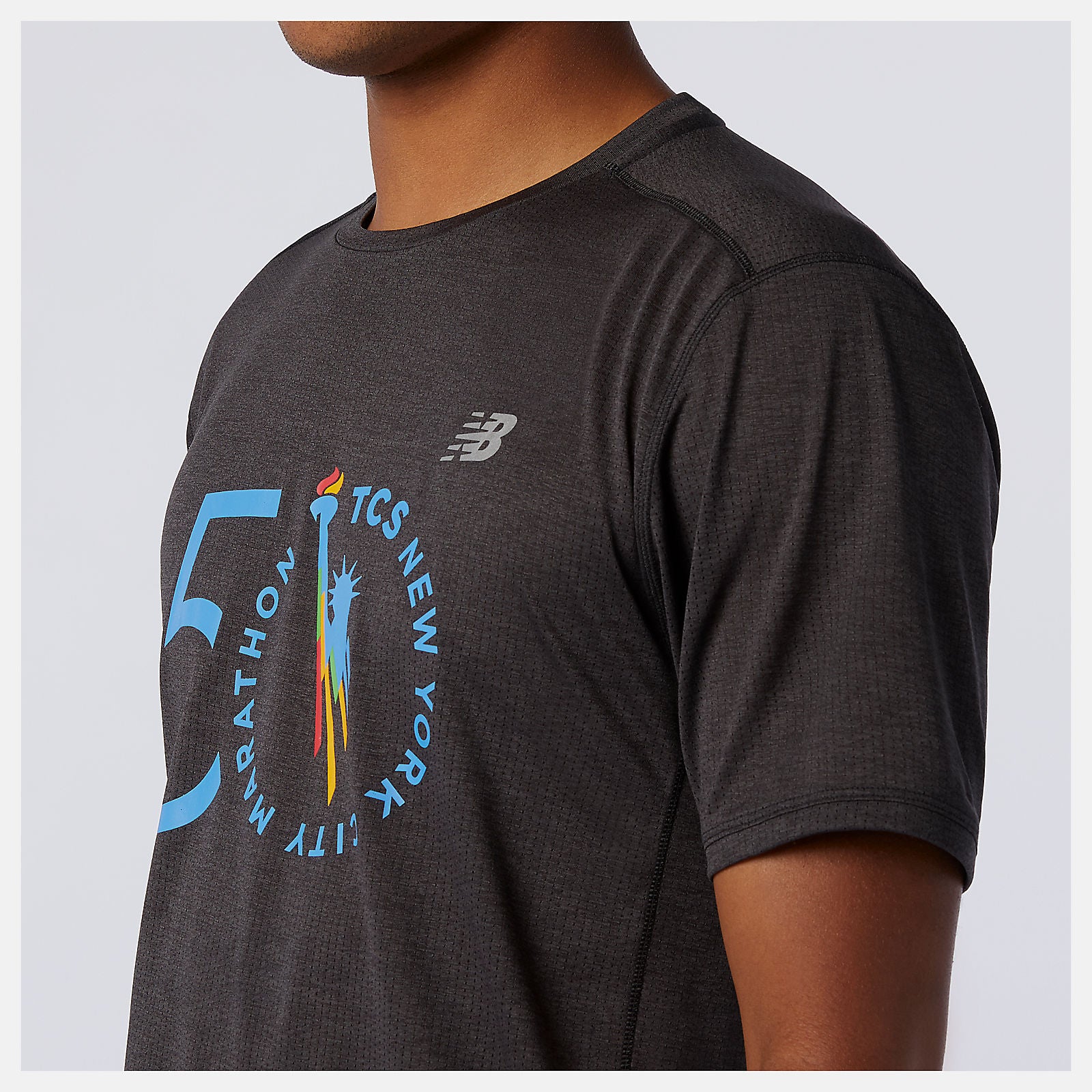 Black Heather NYC Marathon Impact Run Short Sleeve New Balance Clothing