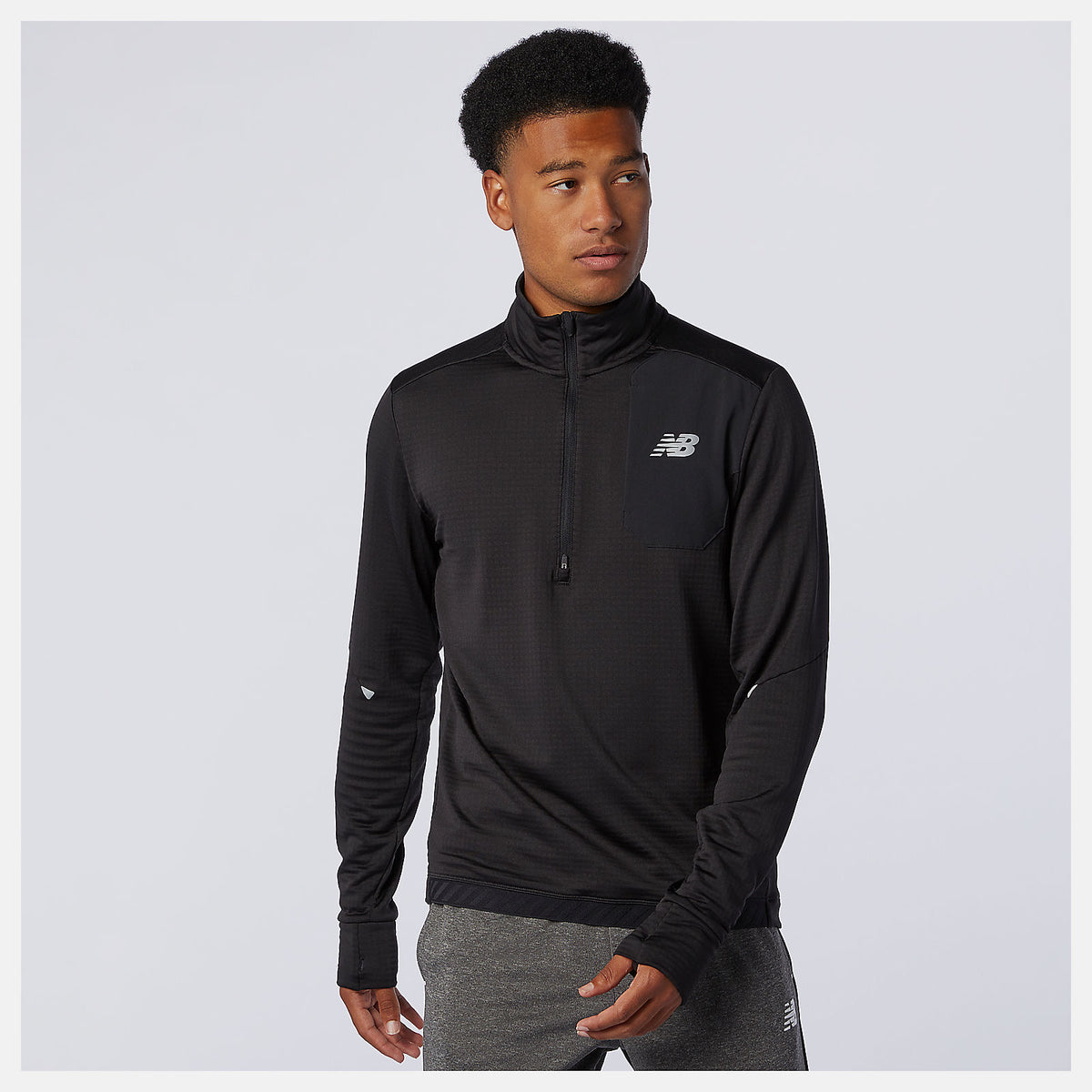 Black NB Heat Grid Half Zip New Balance Clothing