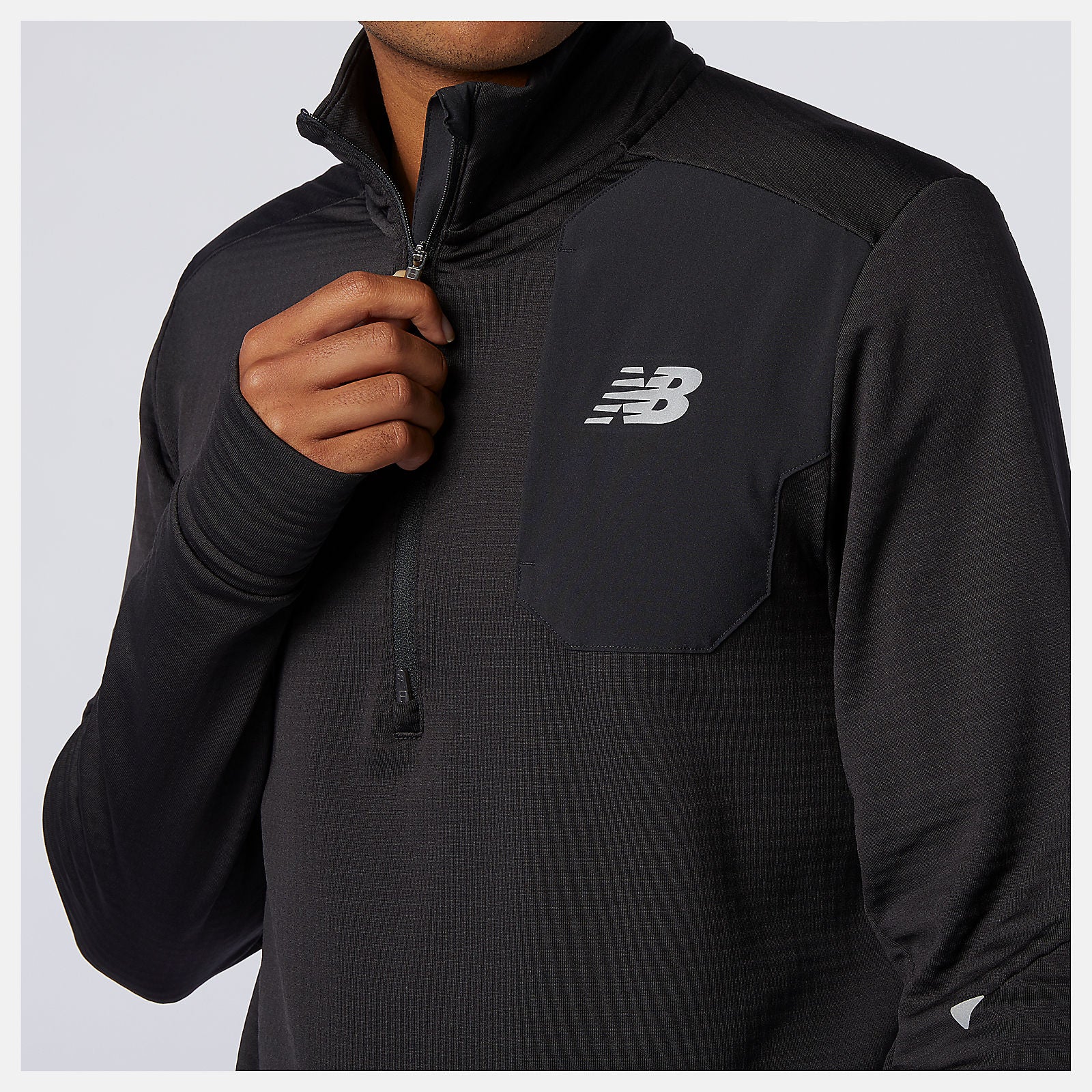 Black NB Heat Grid Half Zip New Balance Clothing