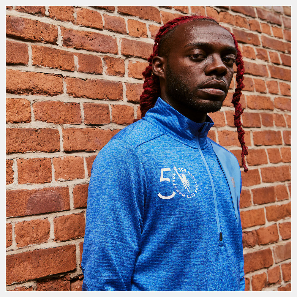 Faded Cobalt NYC Marathon Impact Run Grid Back Half Zip New Balance Clothing