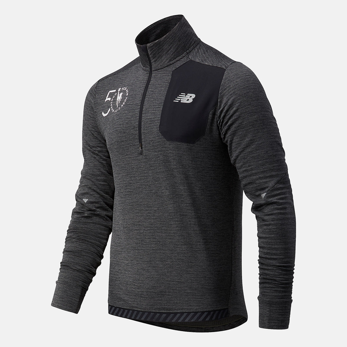 Heather Charcoal NYC Marathon Impact Run Grid Back Half Zip New Balance Clothing
