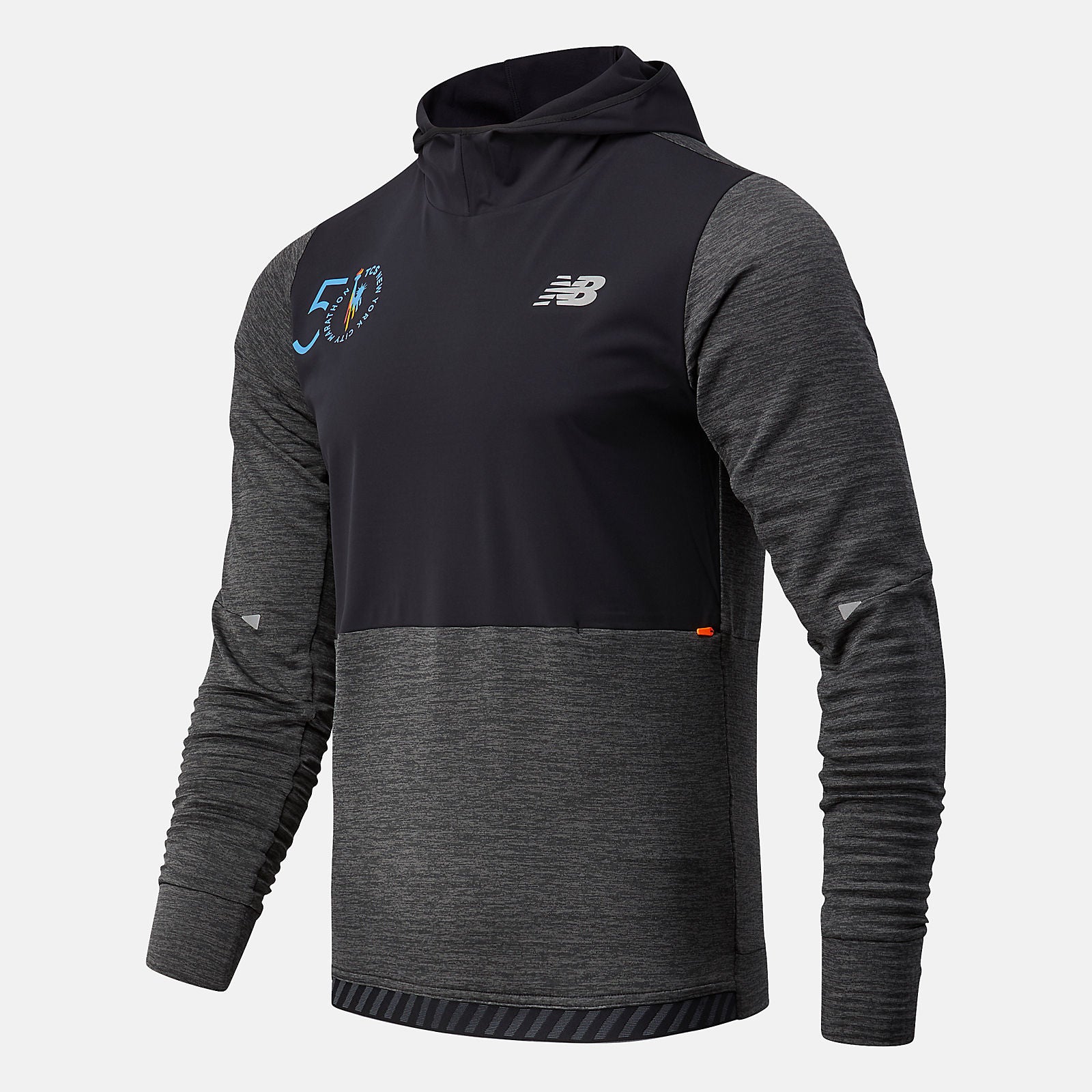 Heather Charcoal NYC Marathon Impact Run Grid Back Hoodie New Balance Clothing