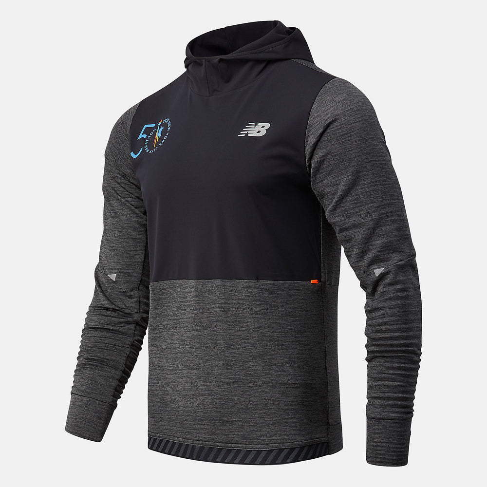 Heather Charcoal NYC Marathon Impact Run Grid Back Hoodie New Balance Clothing