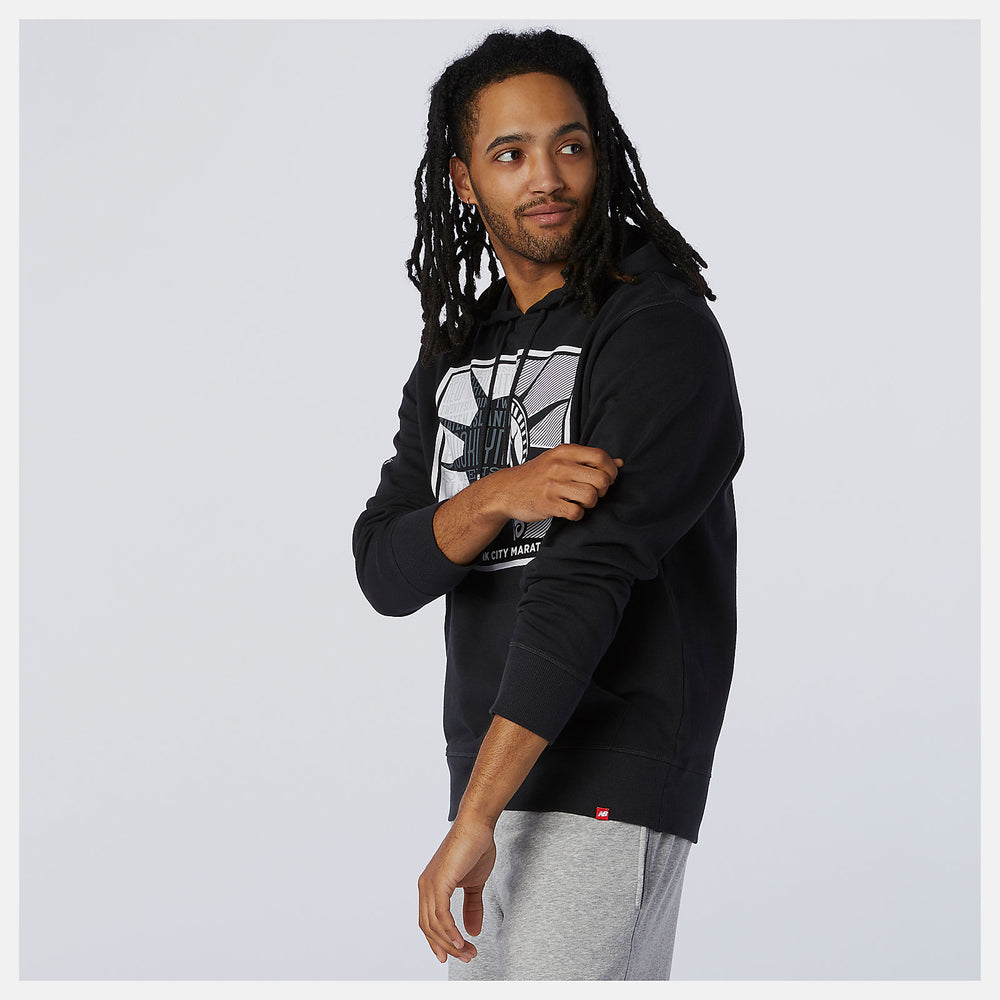 Black NYC Marathon Essentials Stacked Logo Po Hoodie New Balance Clothing