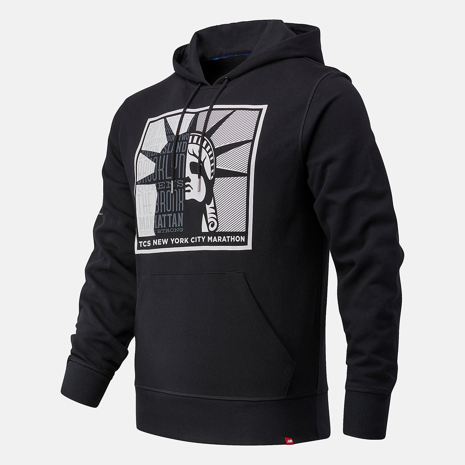 Black NYC Marathon Essentials Stacked Logo Po Hoodie New Balance Clothing