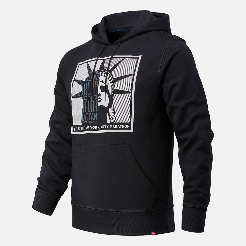 Black NYC Marathon Essentials Stacked Logo Po Hoodie New Balance Clothing