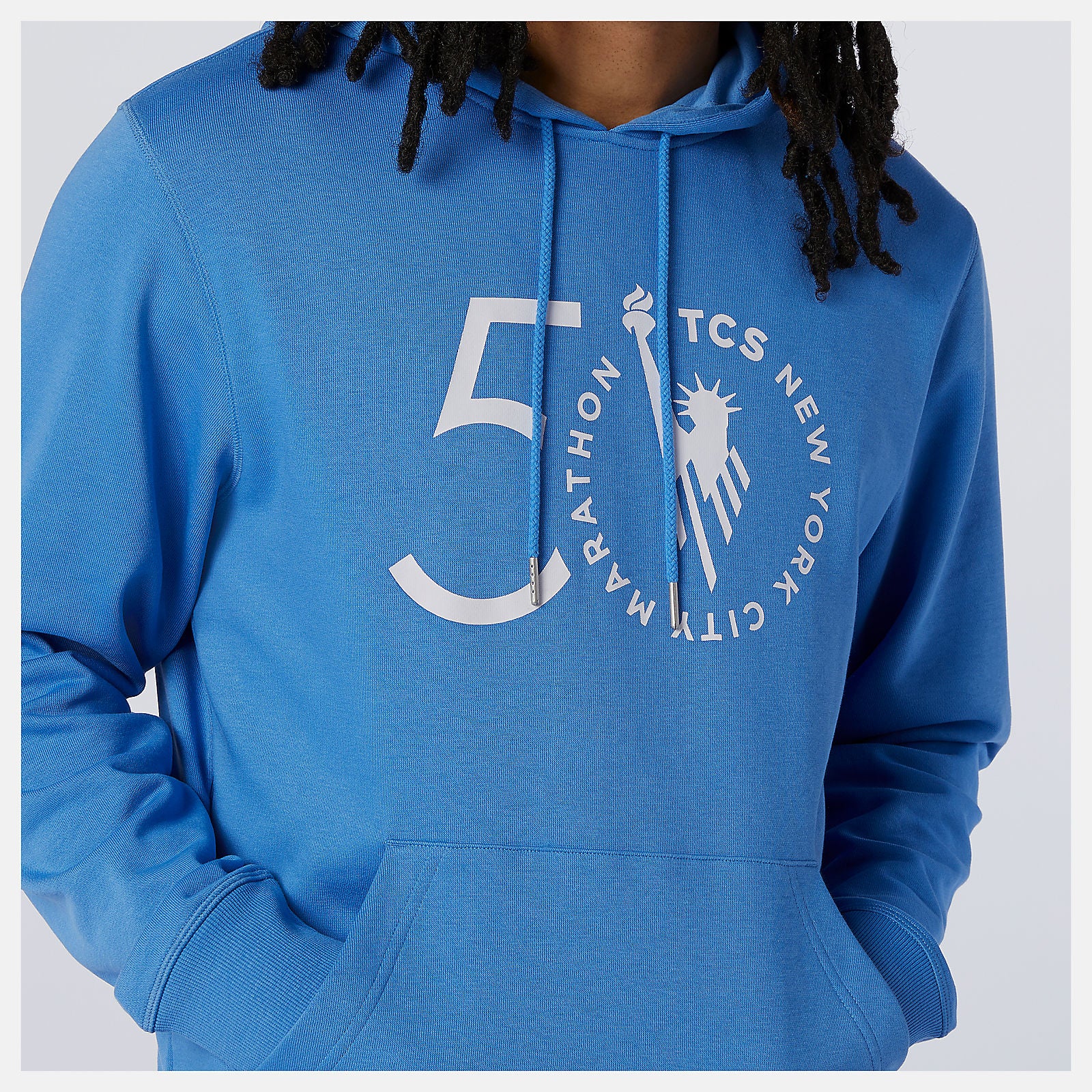 Faded Cobalt NYC Marathon Essentials Stacked Logo Po Hoodie New Balance Clothing