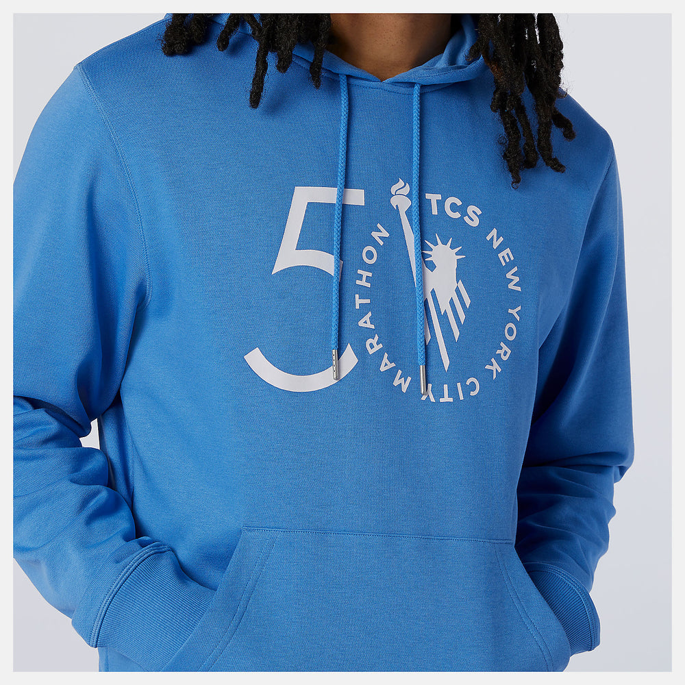Faded Cobalt NYC Marathon Essentials Stacked Logo Po Hoodie New Balance Clothing