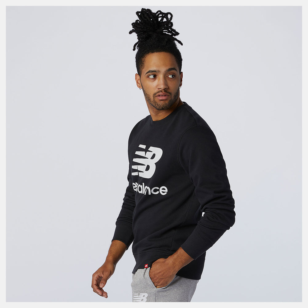 Black NB Essentials Stacked Logo Crew New Balance Clothing