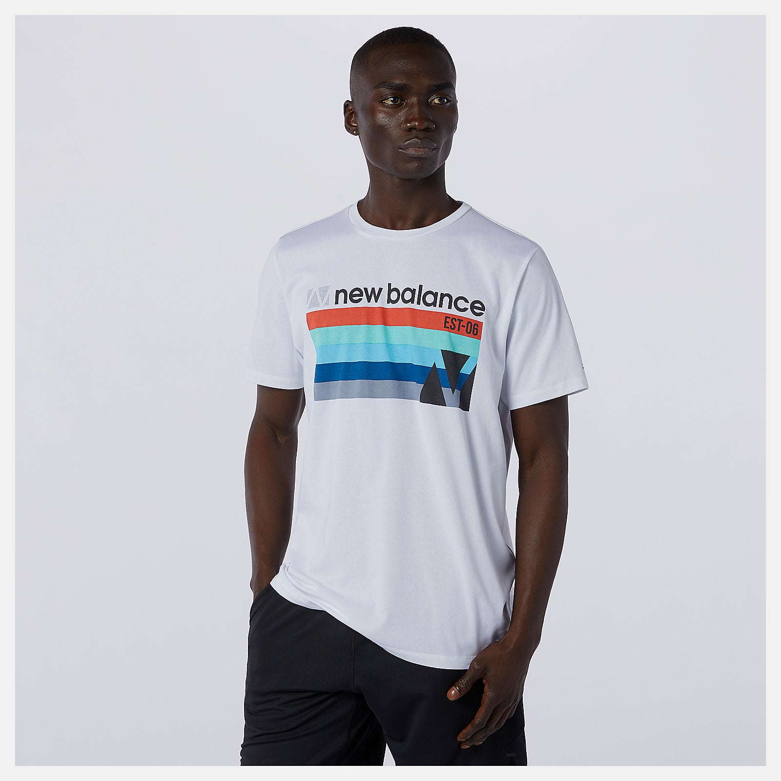 White Multi Graphic Heathertech Tee New Balance Clothing