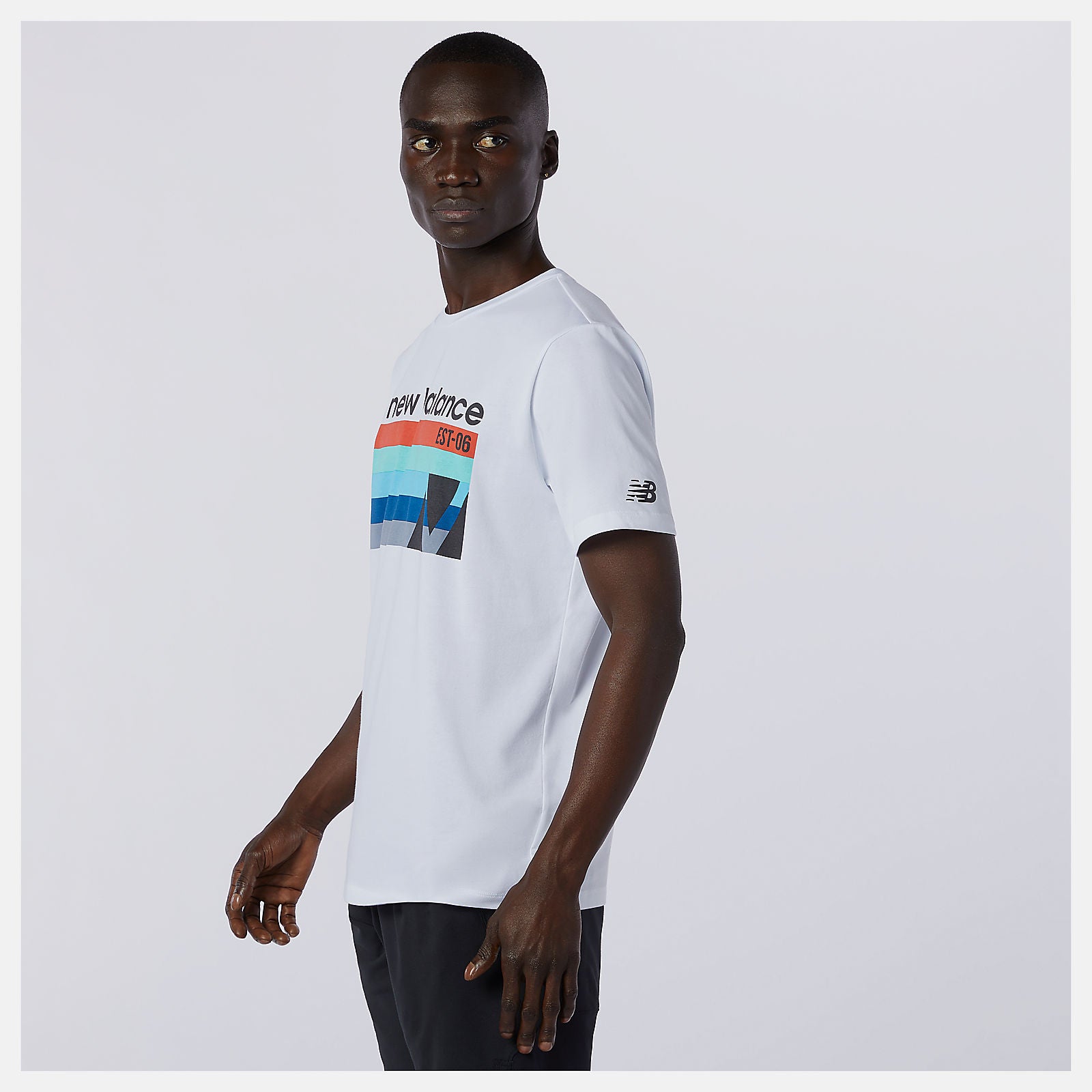 White Multi Graphic Heathertech Tee New Balance Clothing