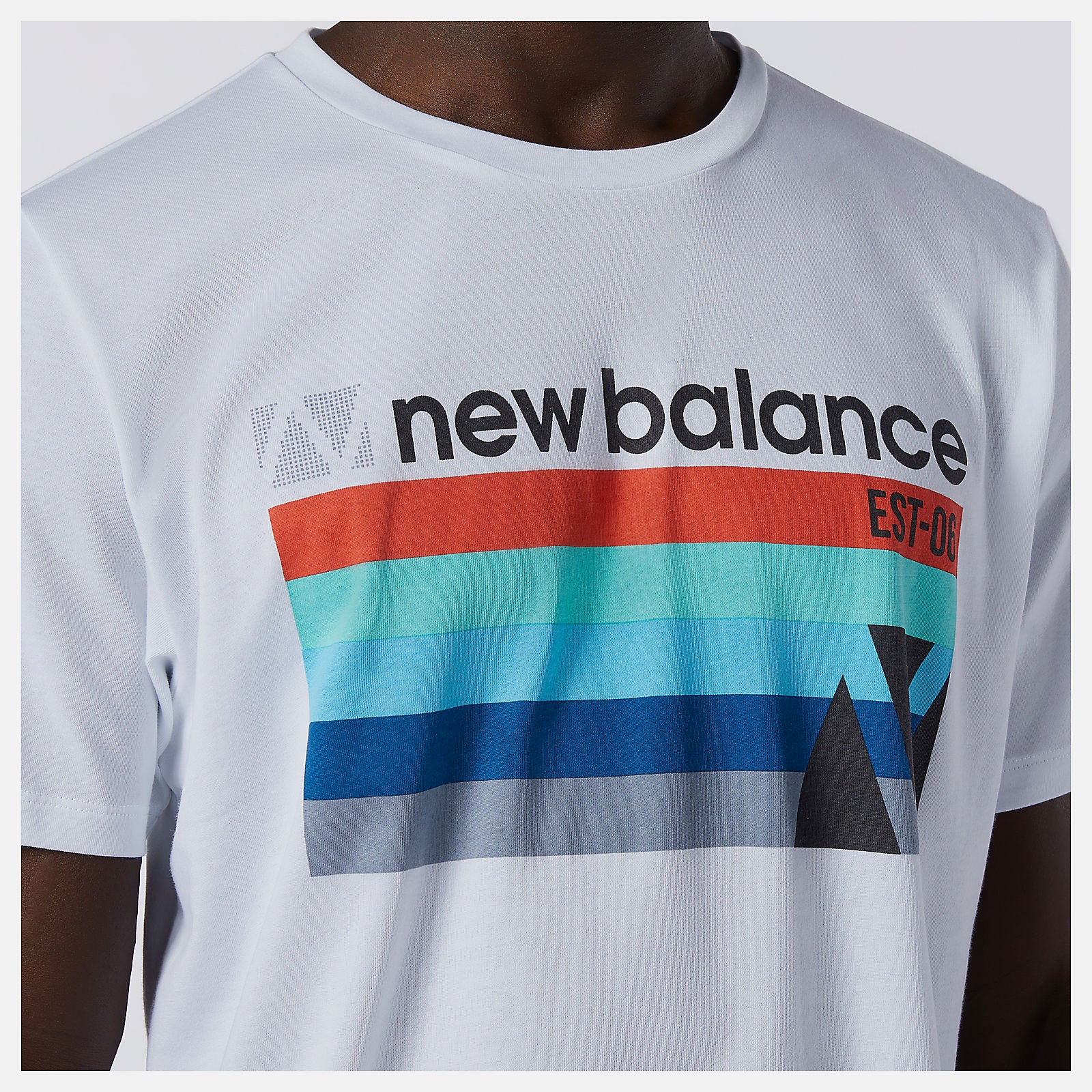 White Multi Graphic Heathertech Tee New Balance Clothing