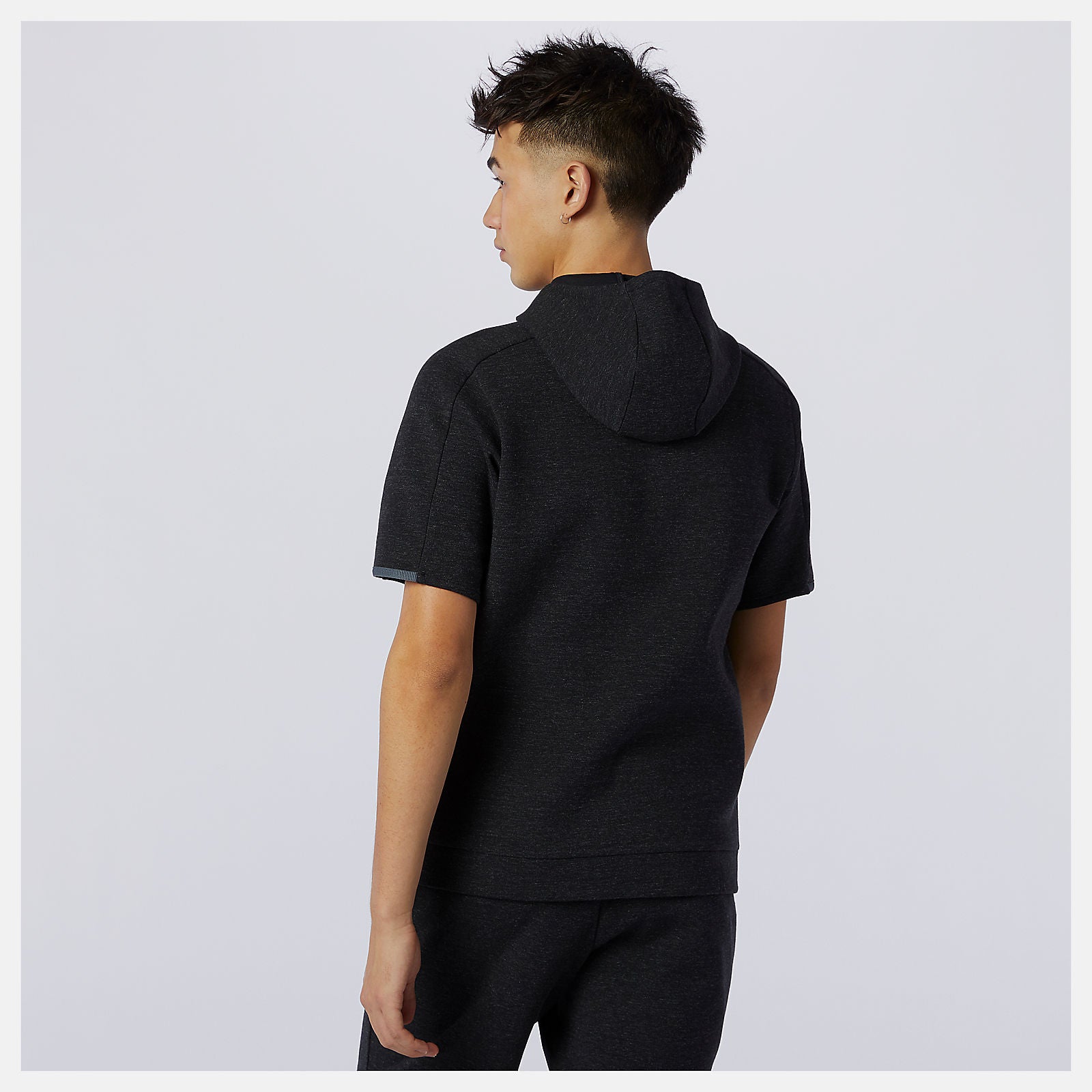Black Heather Fortitech Fleece Short Sleeve Hoodie New Balance Clothing