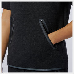 Black Heather Fortitech Fleece Short Sleeve Hoodie New Balance Clothing